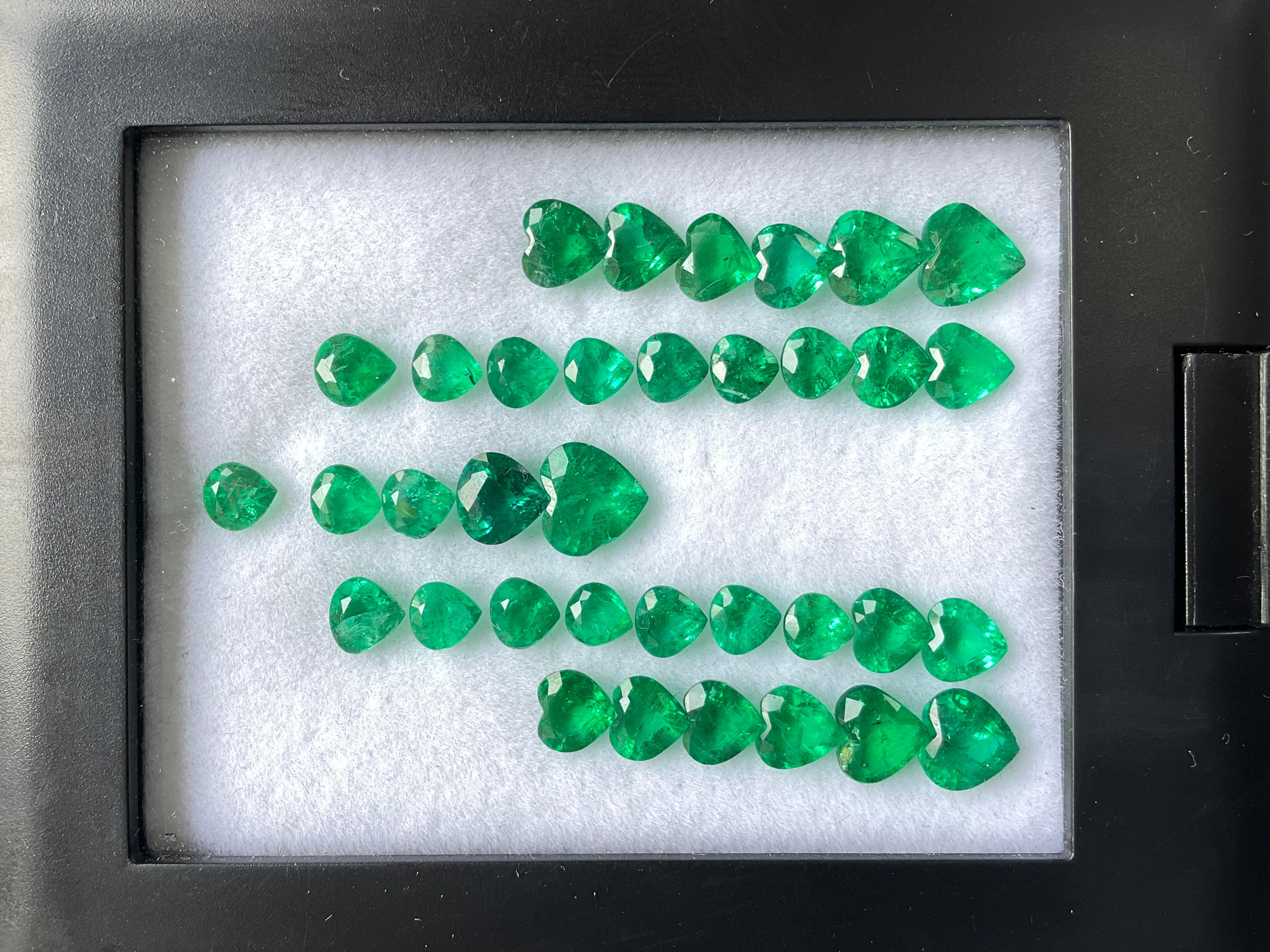 12.60 carats Zambian Emerald Heart Cut stone 35 Pieces for Jewelry Natural Gem 2
