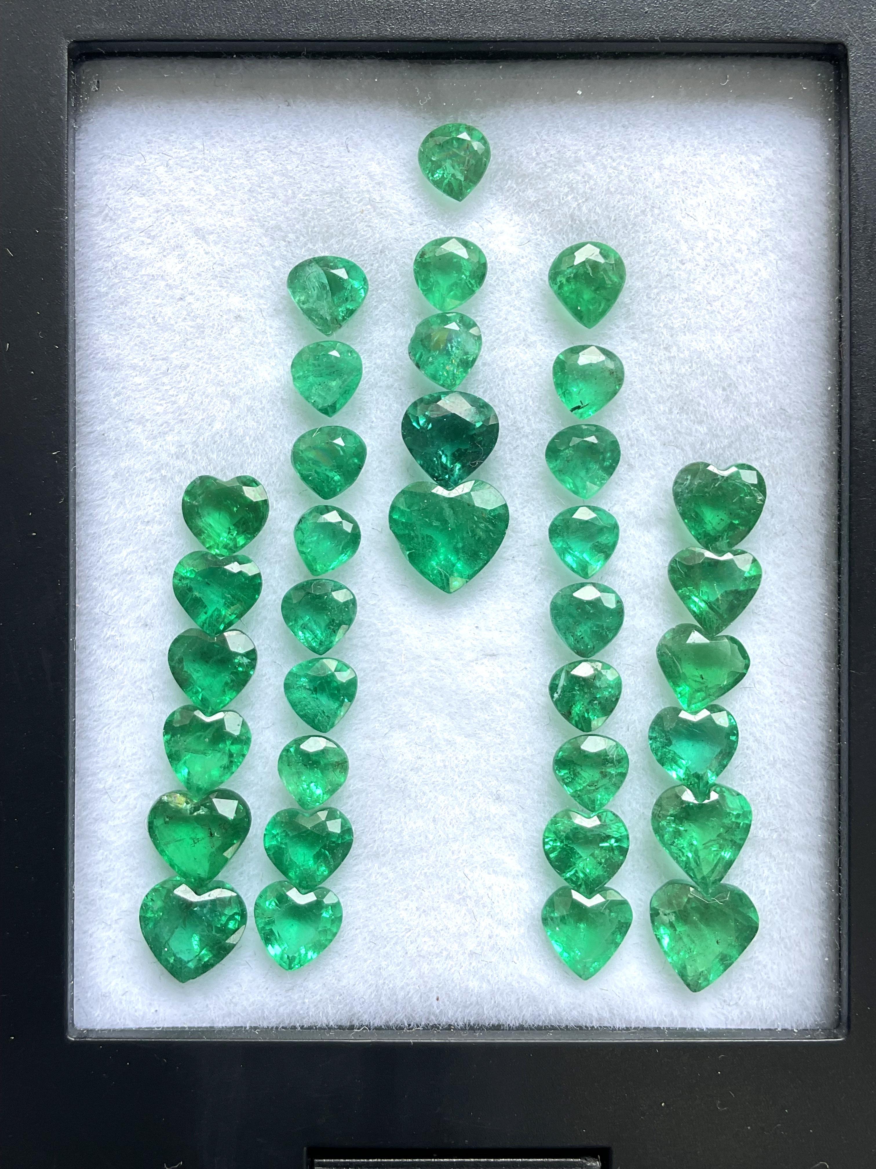12.60 carats Zambian Emerald Heart Cut stone 35 Pieces for Jewelry Natural Gem 3