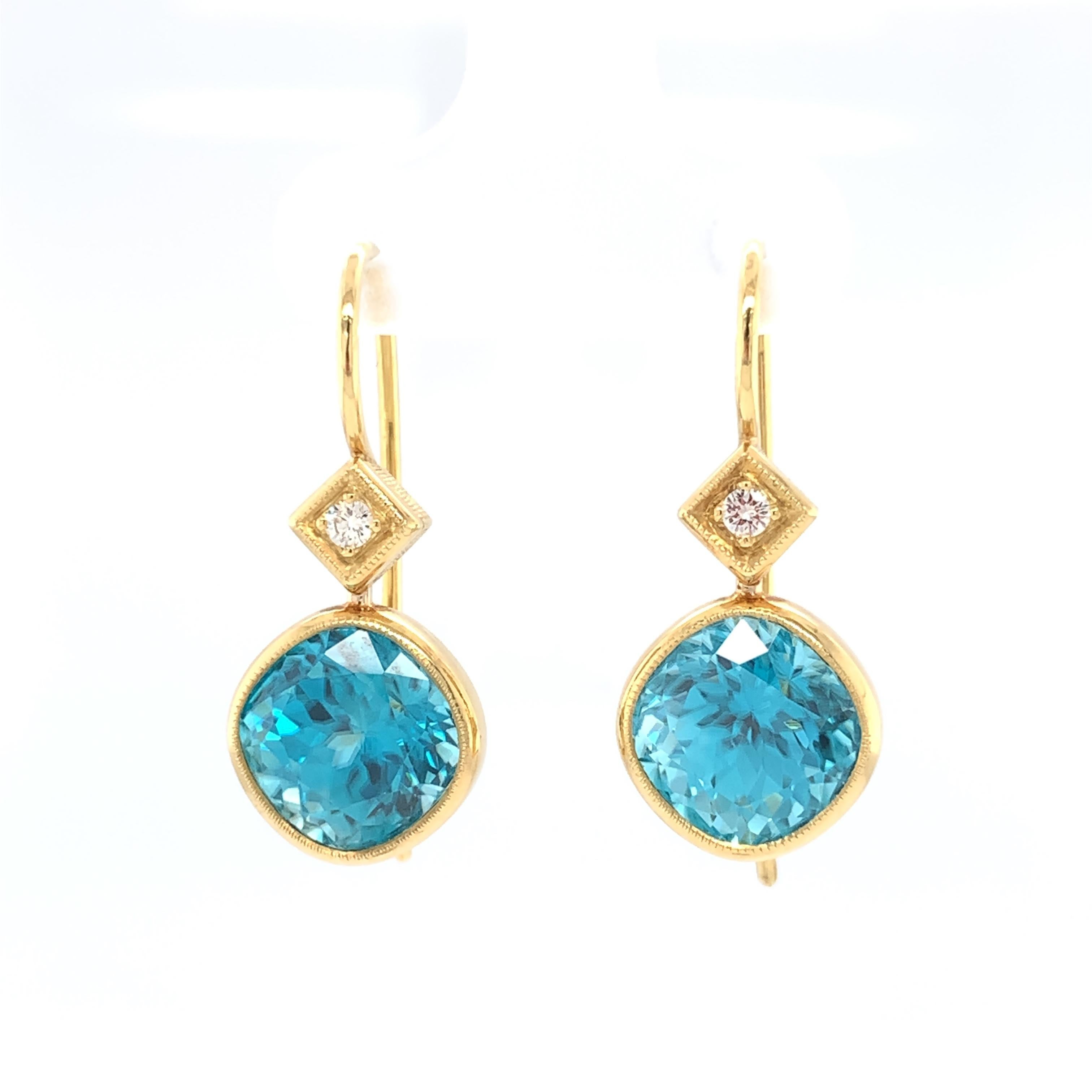 blue zircon earrings yellow gold