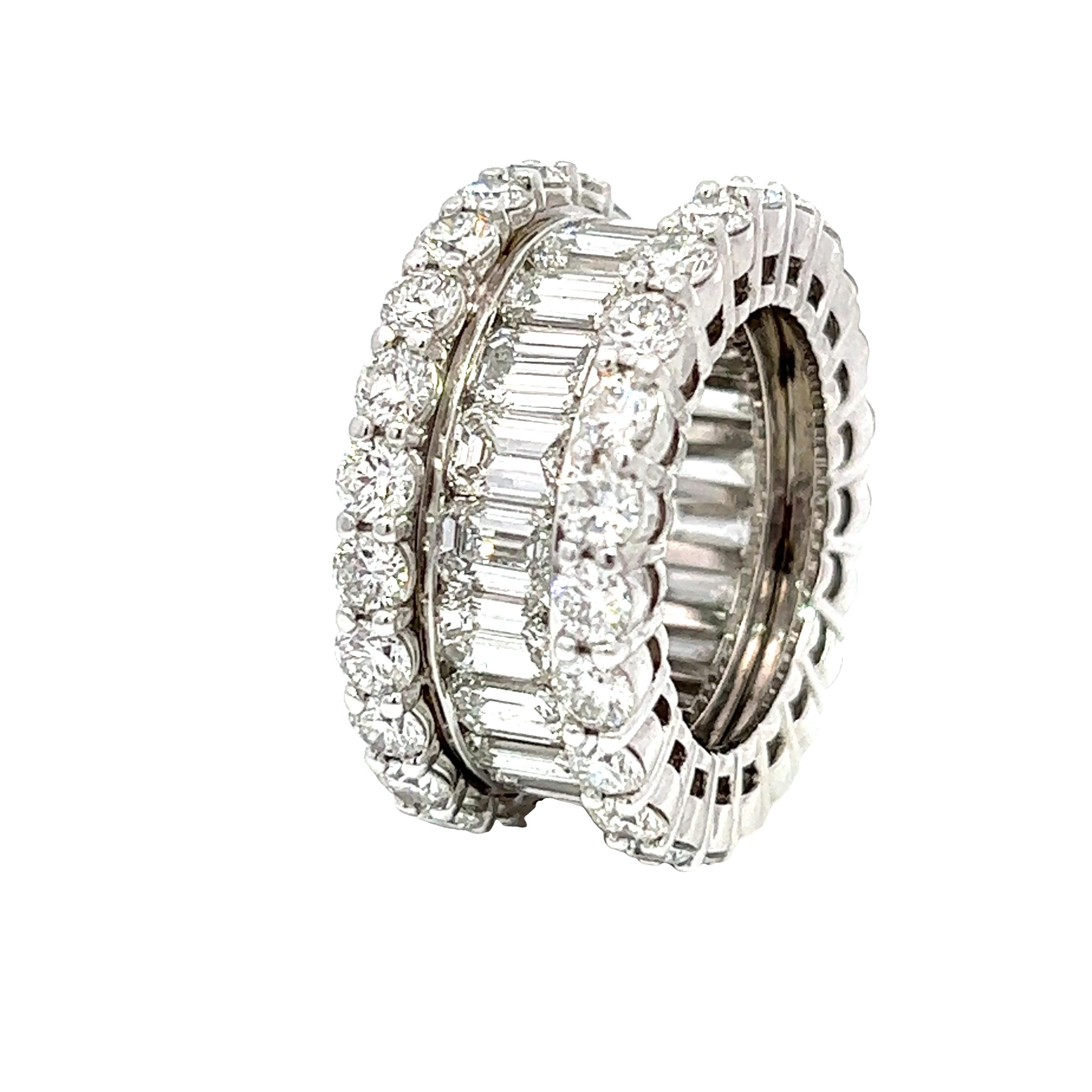 Round Cut 12.60CT Total Weight Diamond Eternity Band set in Platinum For Sale