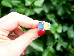 12.61 Carat Sapphire Diamond Yellow Gold Cocktail Ring