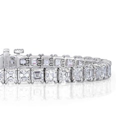 12.61ct Asscher Cut Diamond Tennis Bracelet in Platinum