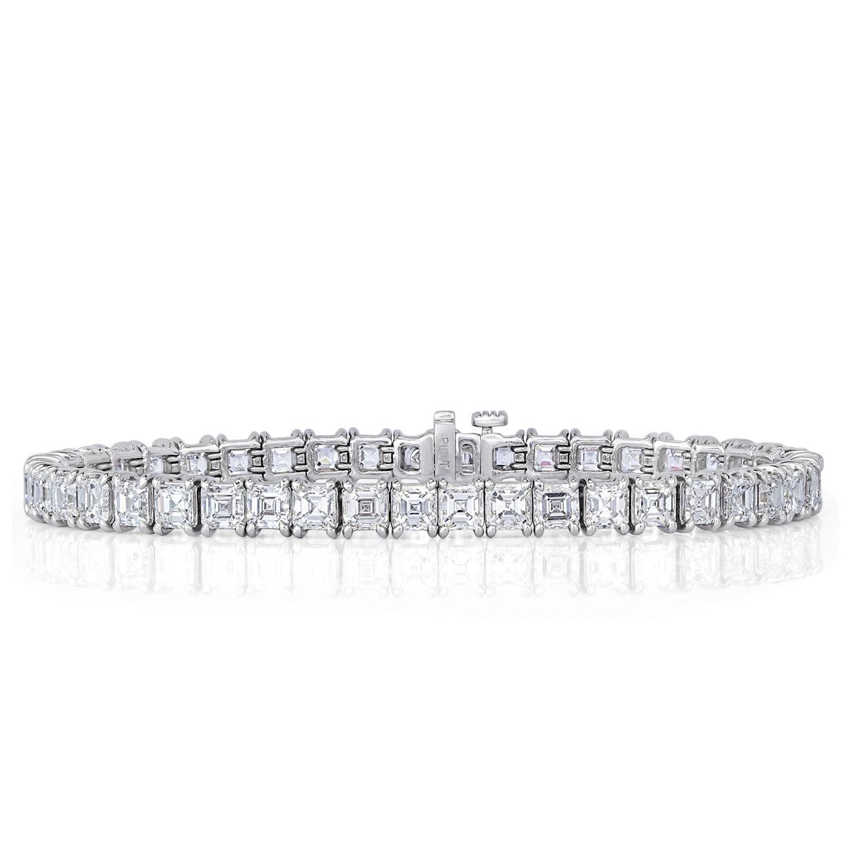 12.61ct Asscher Cut Diamond Tennis Bracelet in Platinum