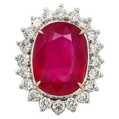 Spectra Fine Jewelry, 12.63 Carat Oval Ruby and Diamond 18 Karat White Gold Ring