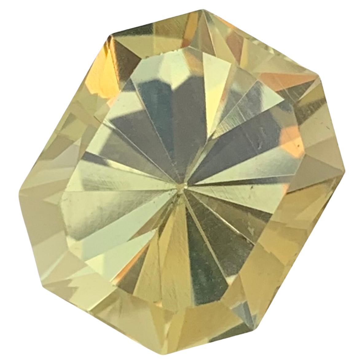 Quartz citron naturel non serti de 12,65 carats de forme octogonale pour collier 