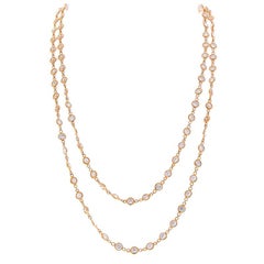 12.65 Carat Total Bezel Set Diamond Necklace in 18 Karat Rose Gold