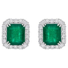 Pendientes de esmeralda zambiana de 12,65 quilates 2,53 quilates de diamantes SI/H Oro blanco de 18 quilates