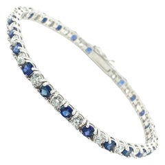 12.65 Ct Sapphire & Diamond Tennis Bracelet 14kt White Gold
