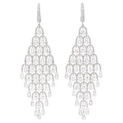 12.67 Carat Diamond Briolette Drop Earring 18K Gold