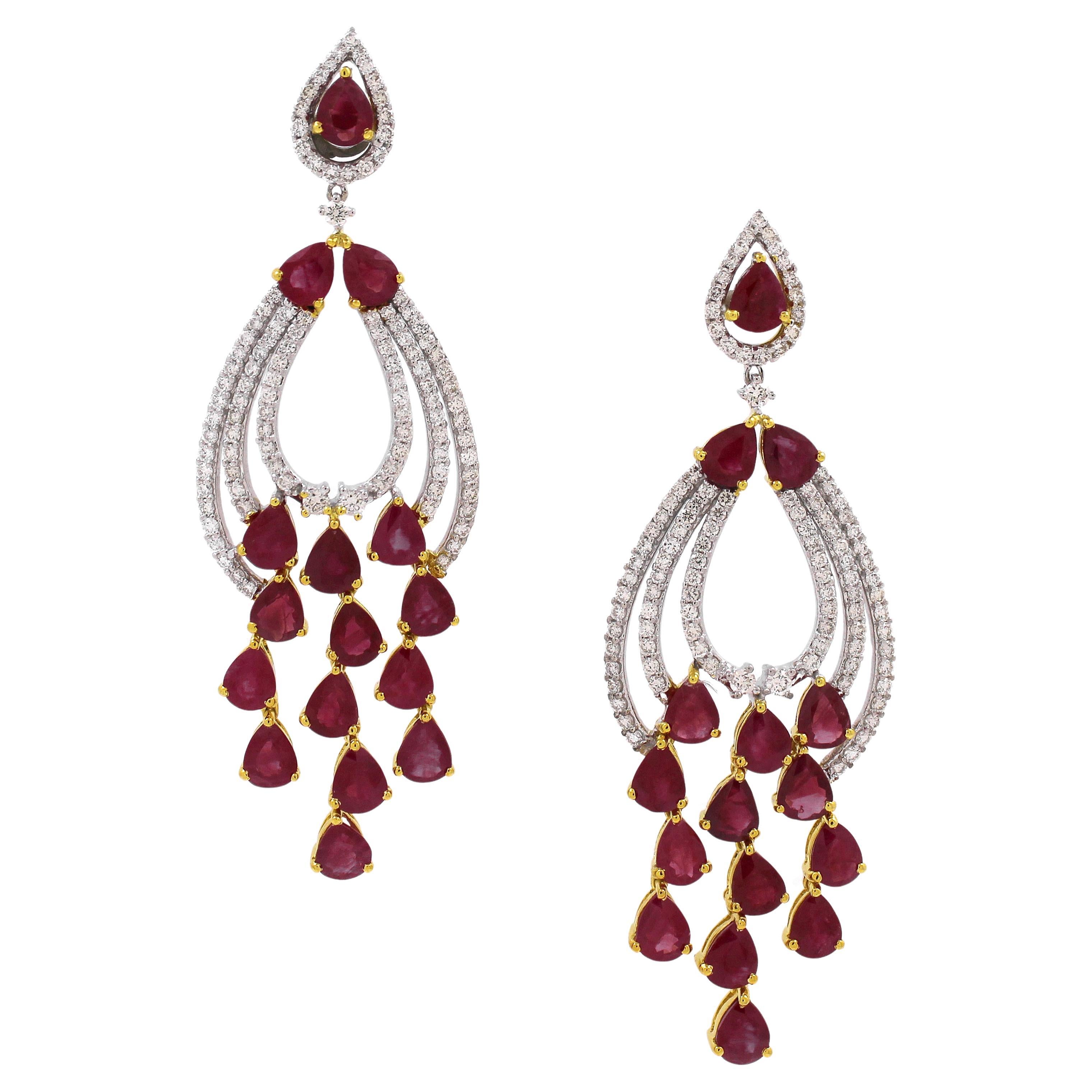 12.67 cts of Ruby Chandelier Earrings