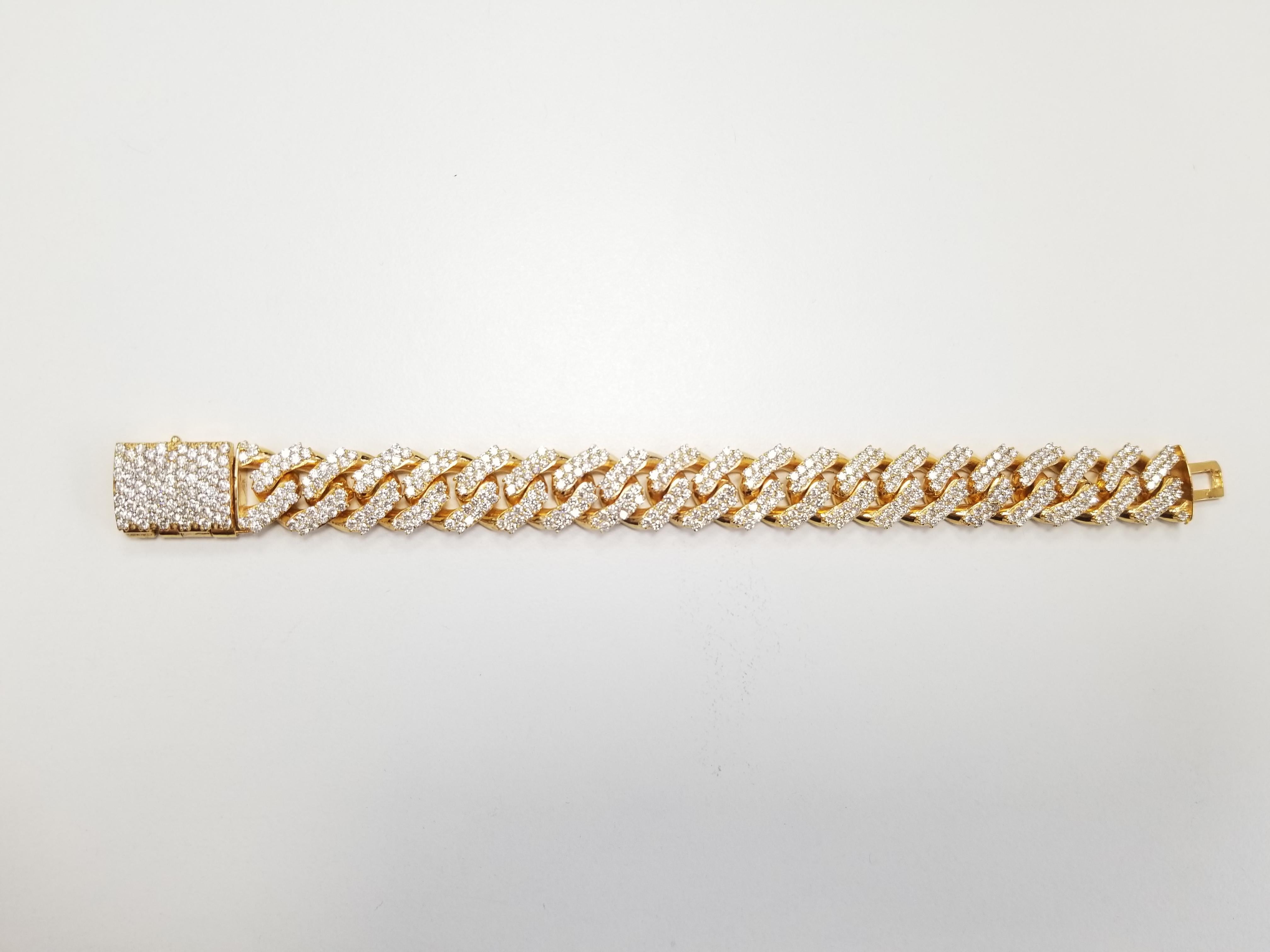 Stunning Looking! Iced out Bling Diamond Cuban Link Chain! Solid Yellow Gold, Very Shiny. 

7.25 Inch Length. 
Average Color F-G, Clarity VS-SI
66 Grams
10K Solid Yellow Gold
