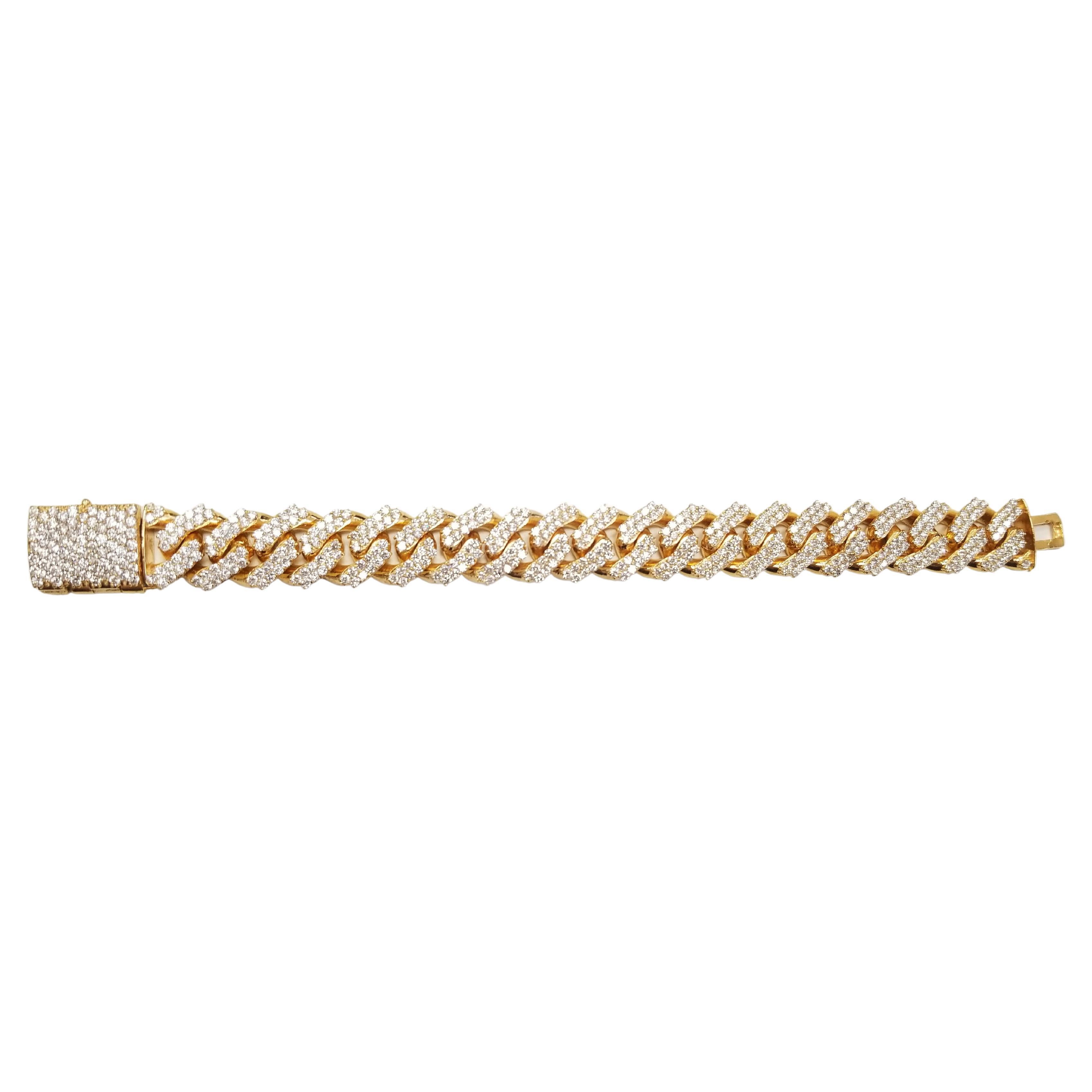 12.68 Carat Diamond Cuban Link Chain Solid Yellow Gold 10 Karat