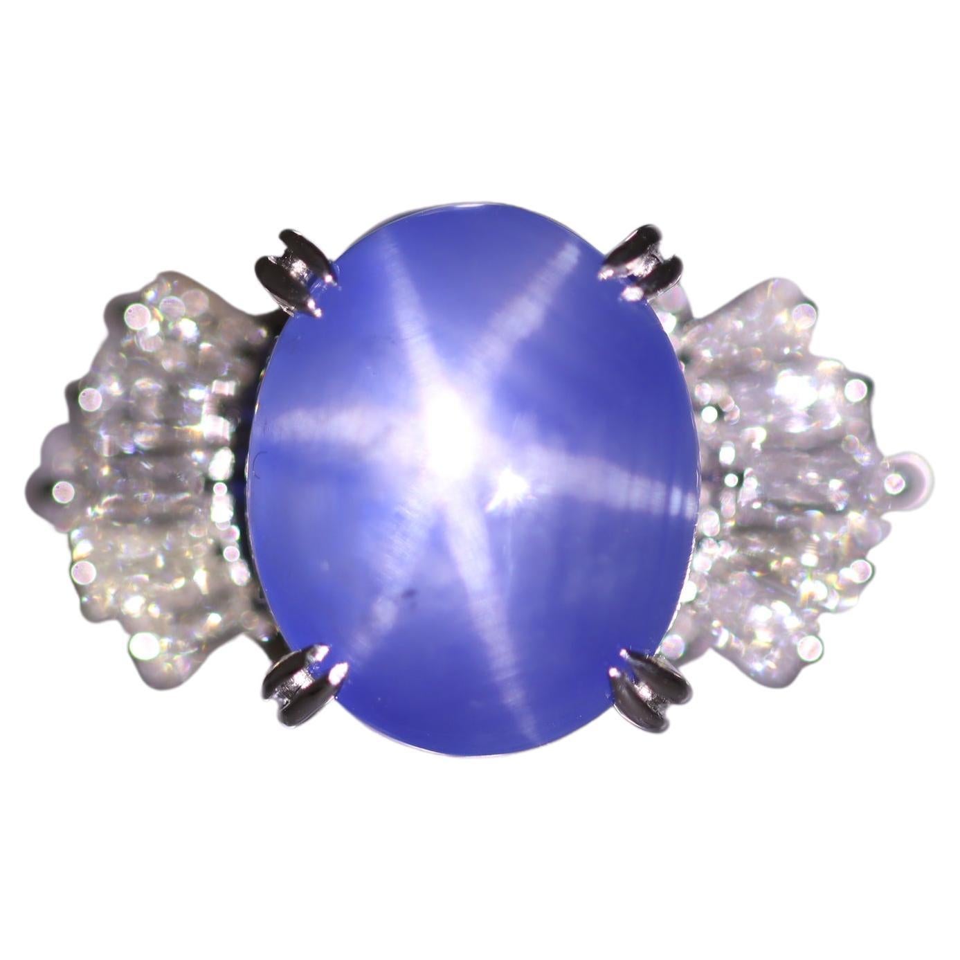 12.68 Carat Fine Star Sapphire Diamond Platinum Ring