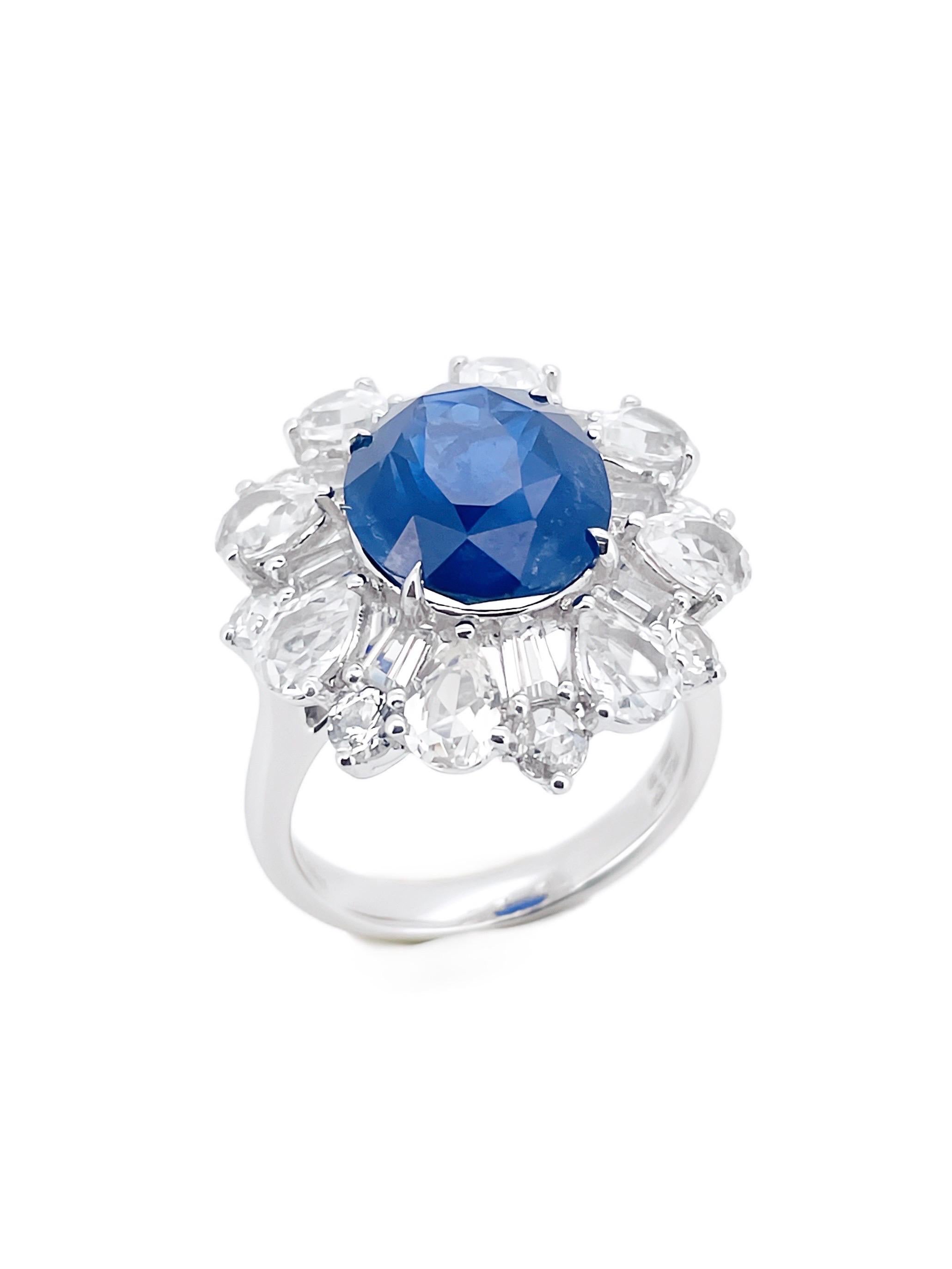 12,69 Gramm natürlichen Saphir Ring PT Gold mit Edelstein Spinell und Diamant (Brillantschliff) im Angebot