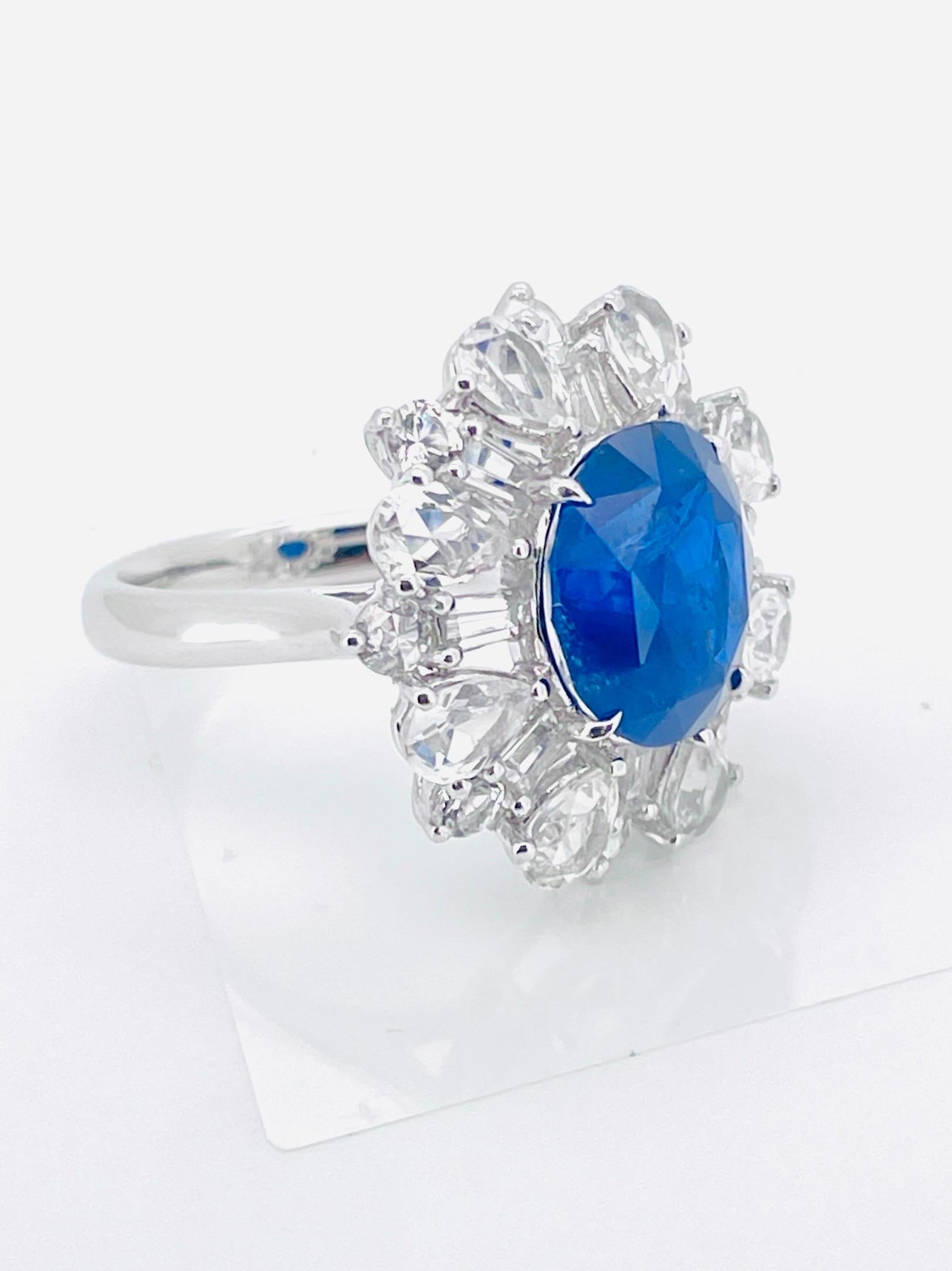 12,69 Gramm natürlichen Saphir Ring PT Gold mit Edelstein Spinell und Diamant Damen im Angebot
