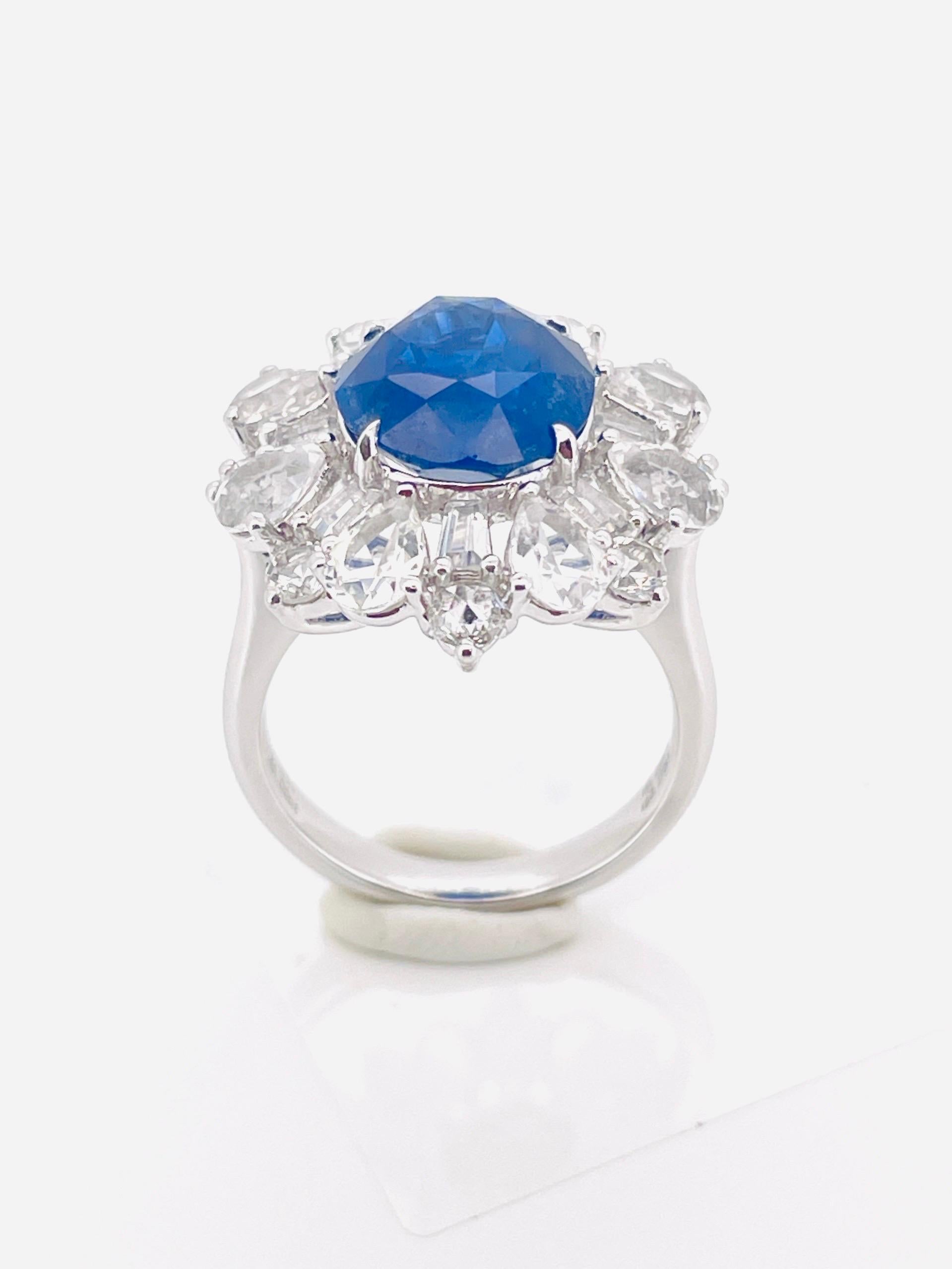 12,69 Gramm natürlichen Saphir Ring PT Gold mit Edelstein Spinell und Diamant im Angebot 1