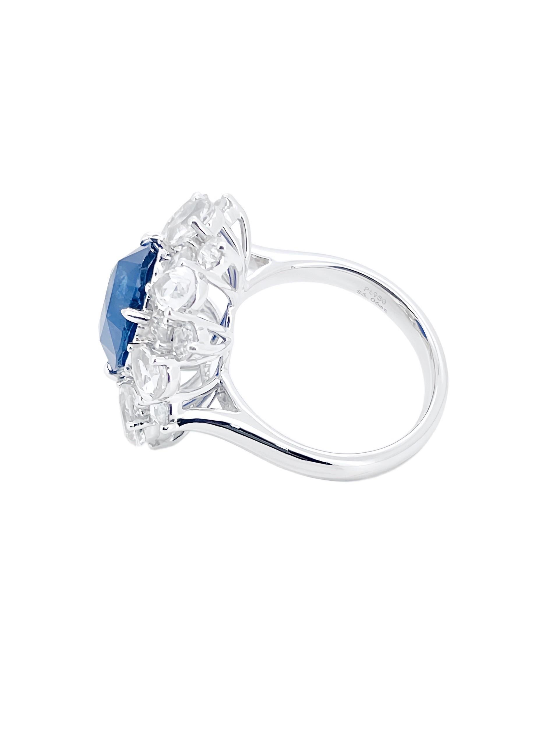12,69 Gramm natürlichen Saphir Ring PT Gold mit Edelstein Spinell und Diamant im Angebot 2