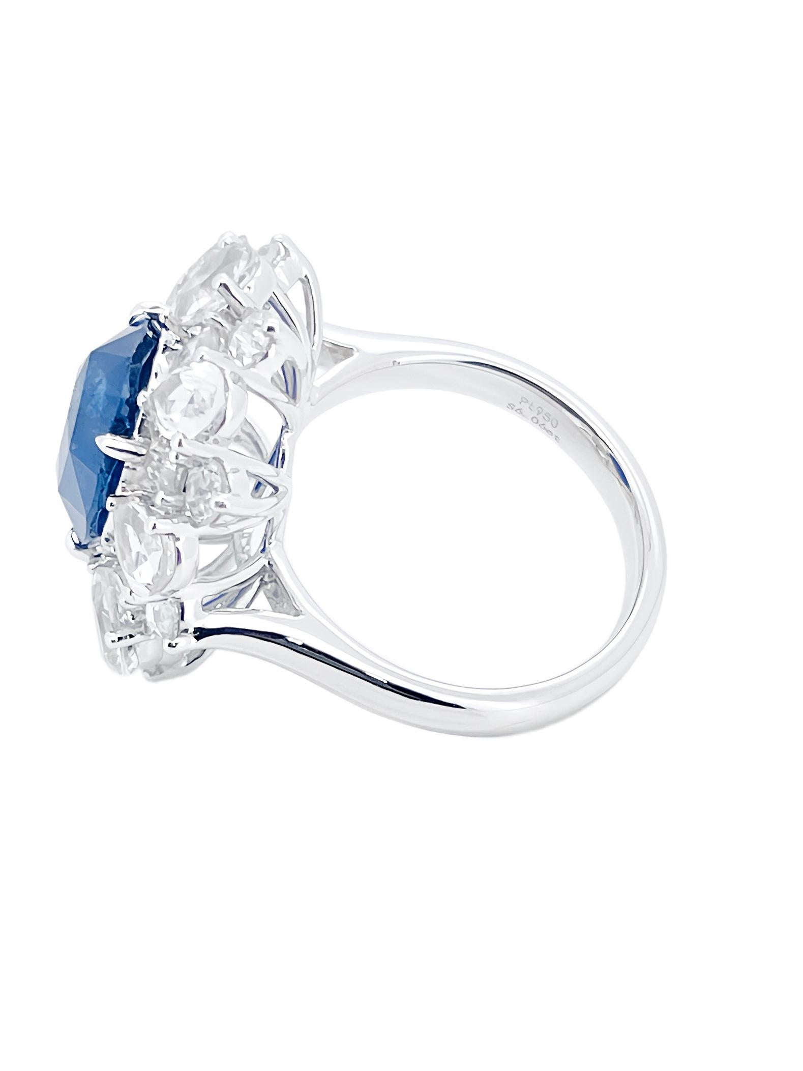 12,69 Gramm natürlichen Saphir Ring PT Gold mit Edelstein Spinell und Diamant im Angebot 4