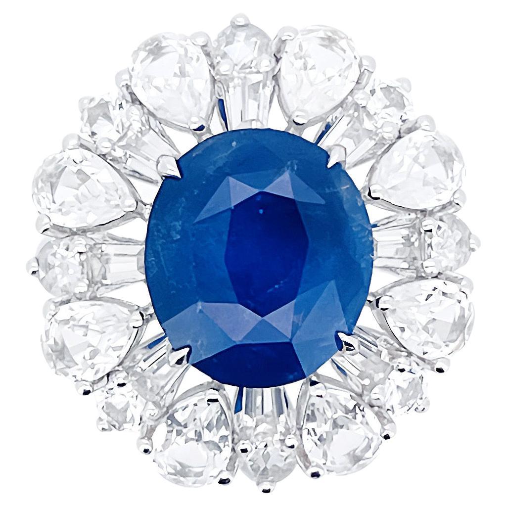 12.69 Gram Natural Sapphire Ring PT Gold with gemstone spinel and diamond