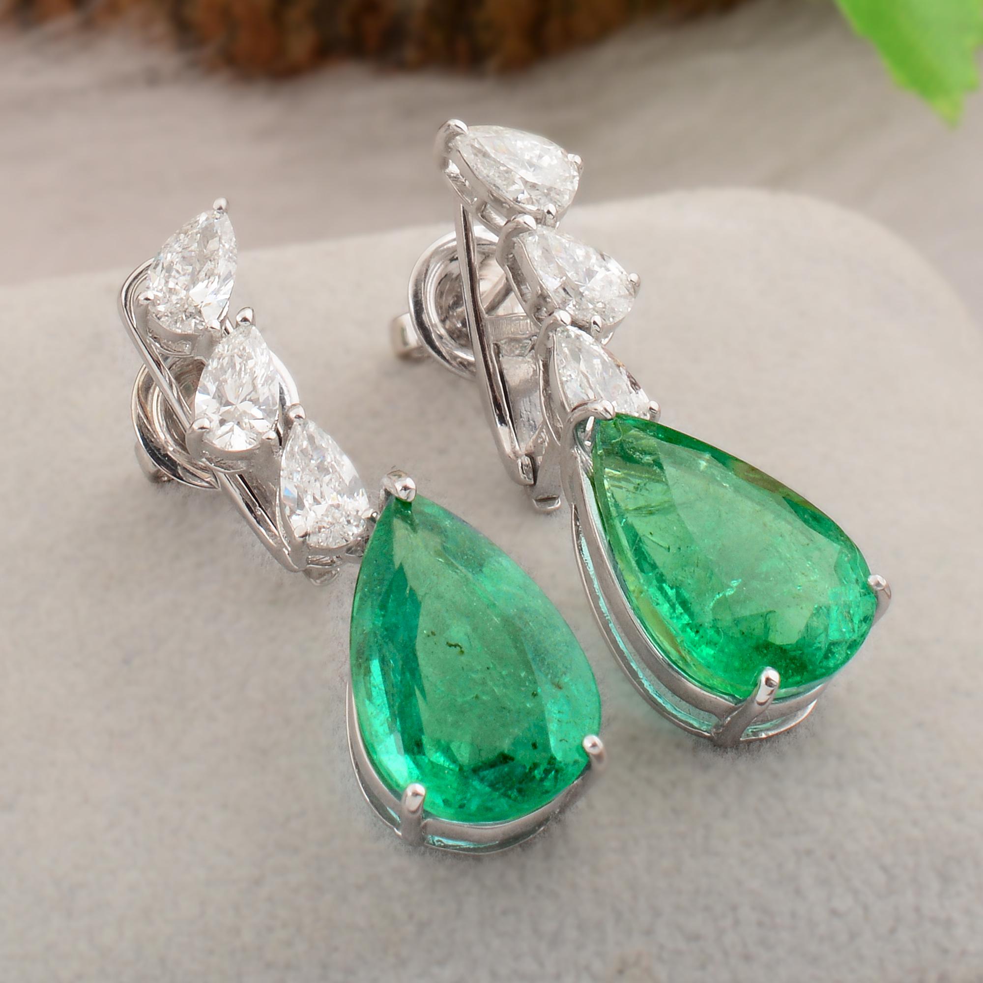 natural emerald earrings white gold