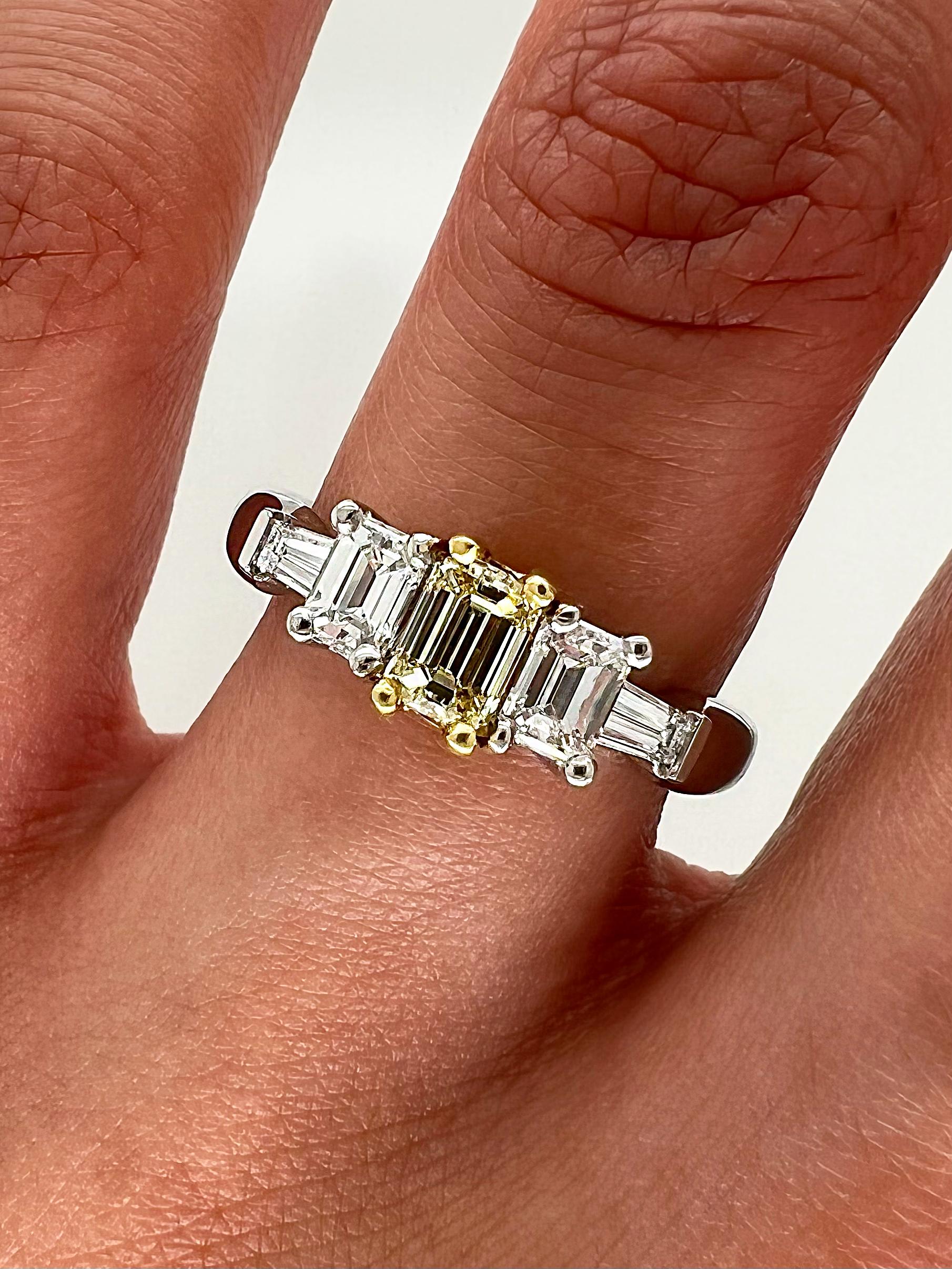 Women's or Men's 1.26 Total Carat Fancy Yellow Diamond Ladies Engagement Ring For Sale