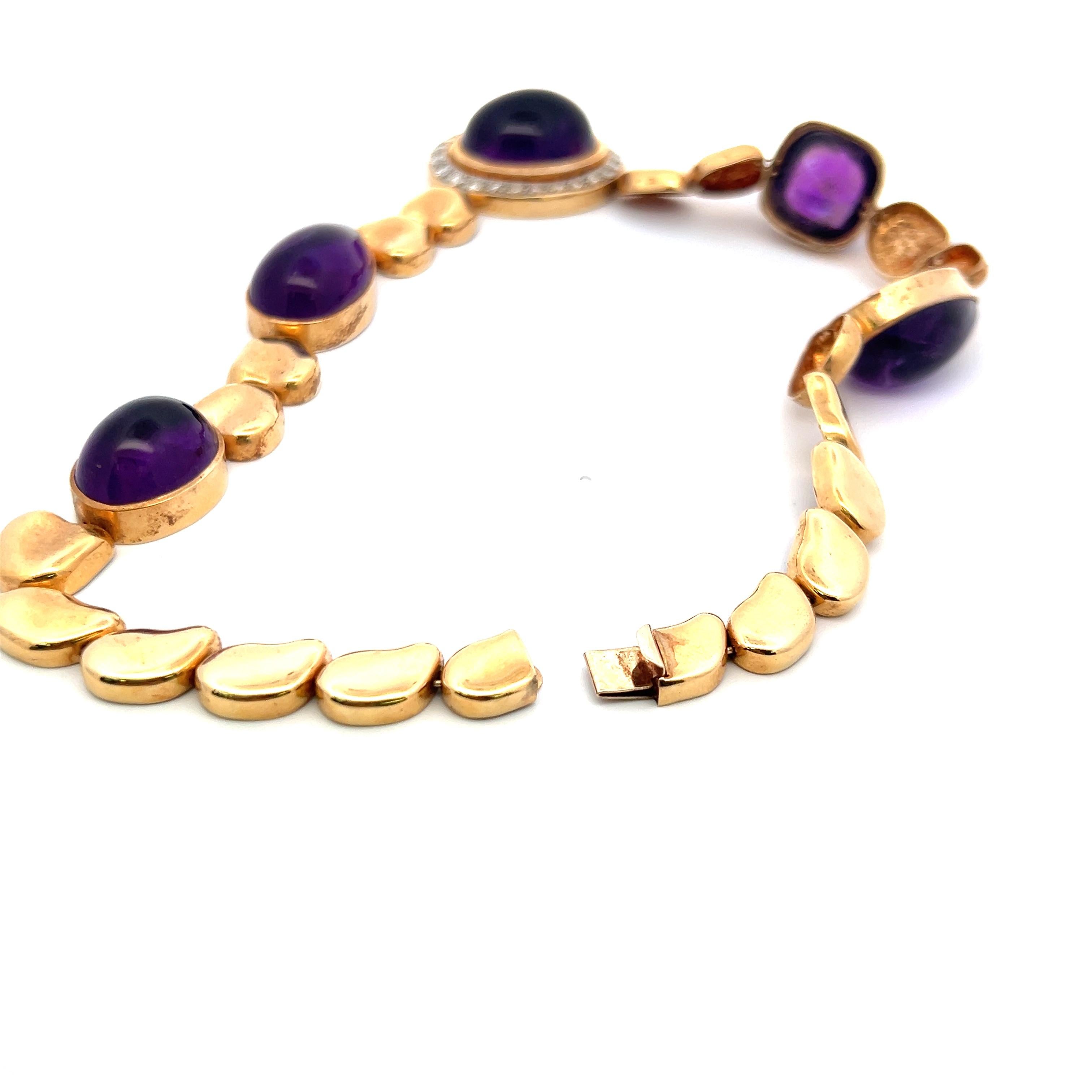 Collier en or 18 carats composé d'une améthyste de 126 carats et d'un diamant de taille européenne ancienne de 1,55 carats Bon état - En vente à New York, NY