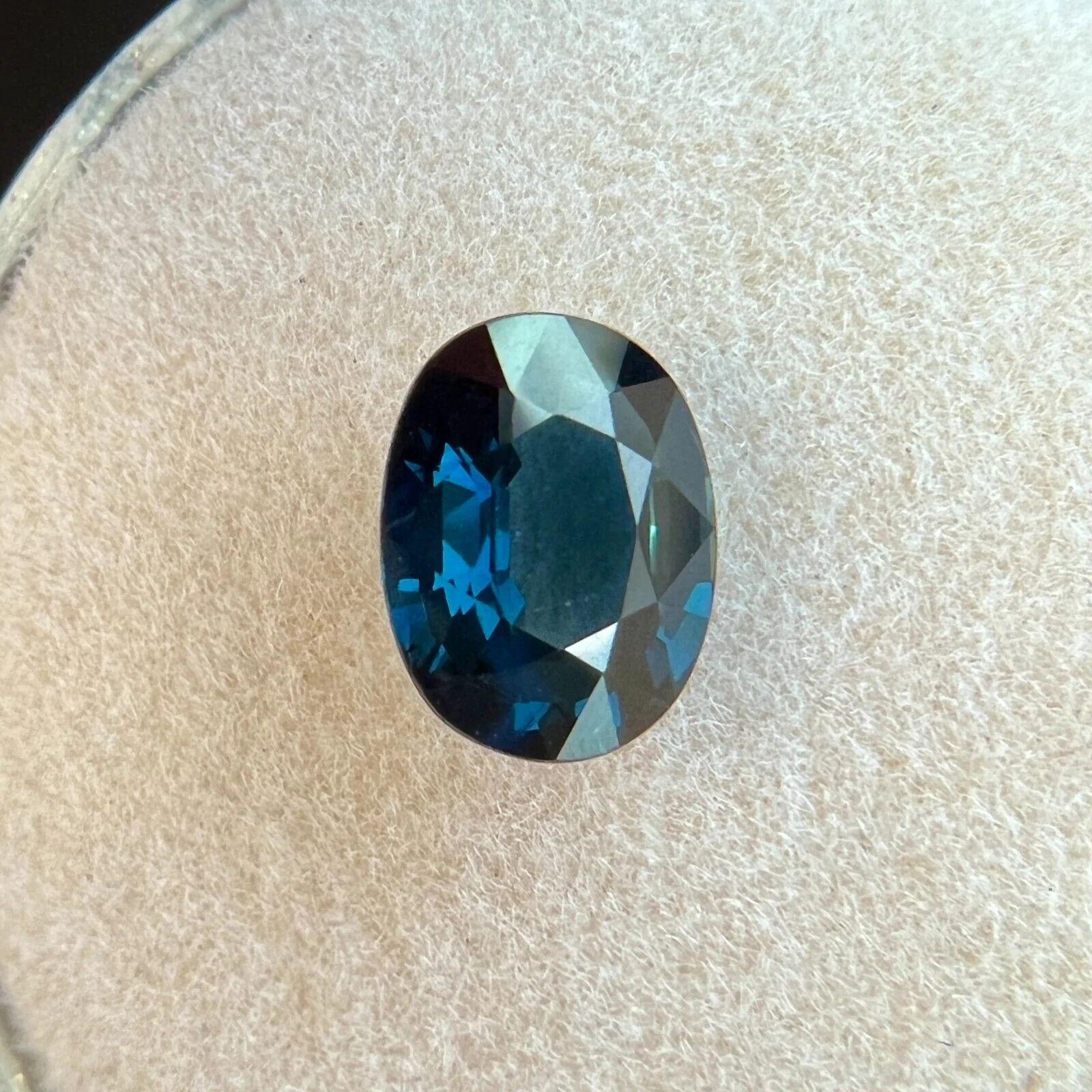 1.26ct Deep Blue Sapphire Oval Cut Rare 7.6x5.8mm Loose Gemstone VS In New Condition For Sale In Birmingham, GB