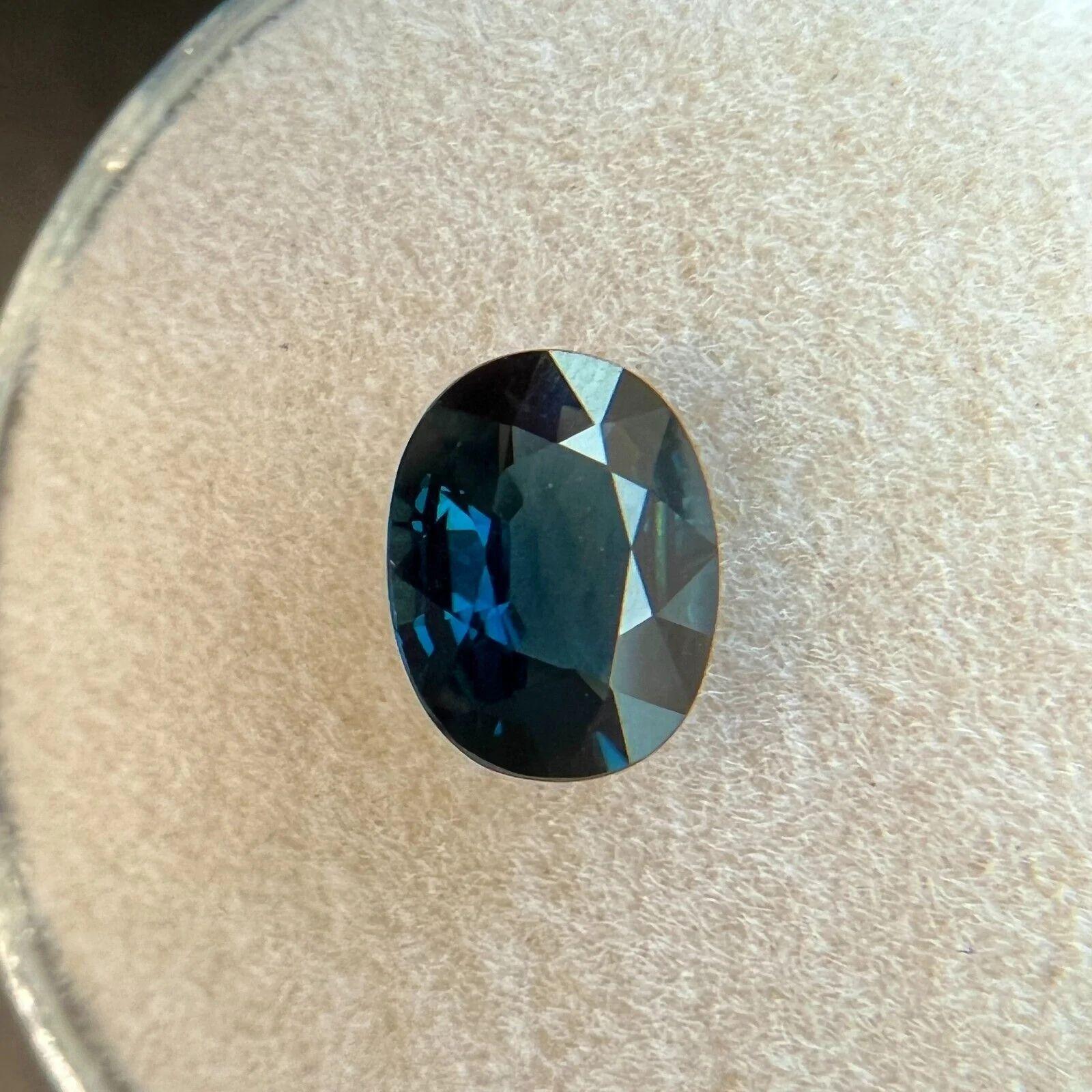 Women's or Men's 1.26ct Deep Blue Sapphire Oval Cut Rare 7.6x5.8mm Loose Gemstone VS For Sale