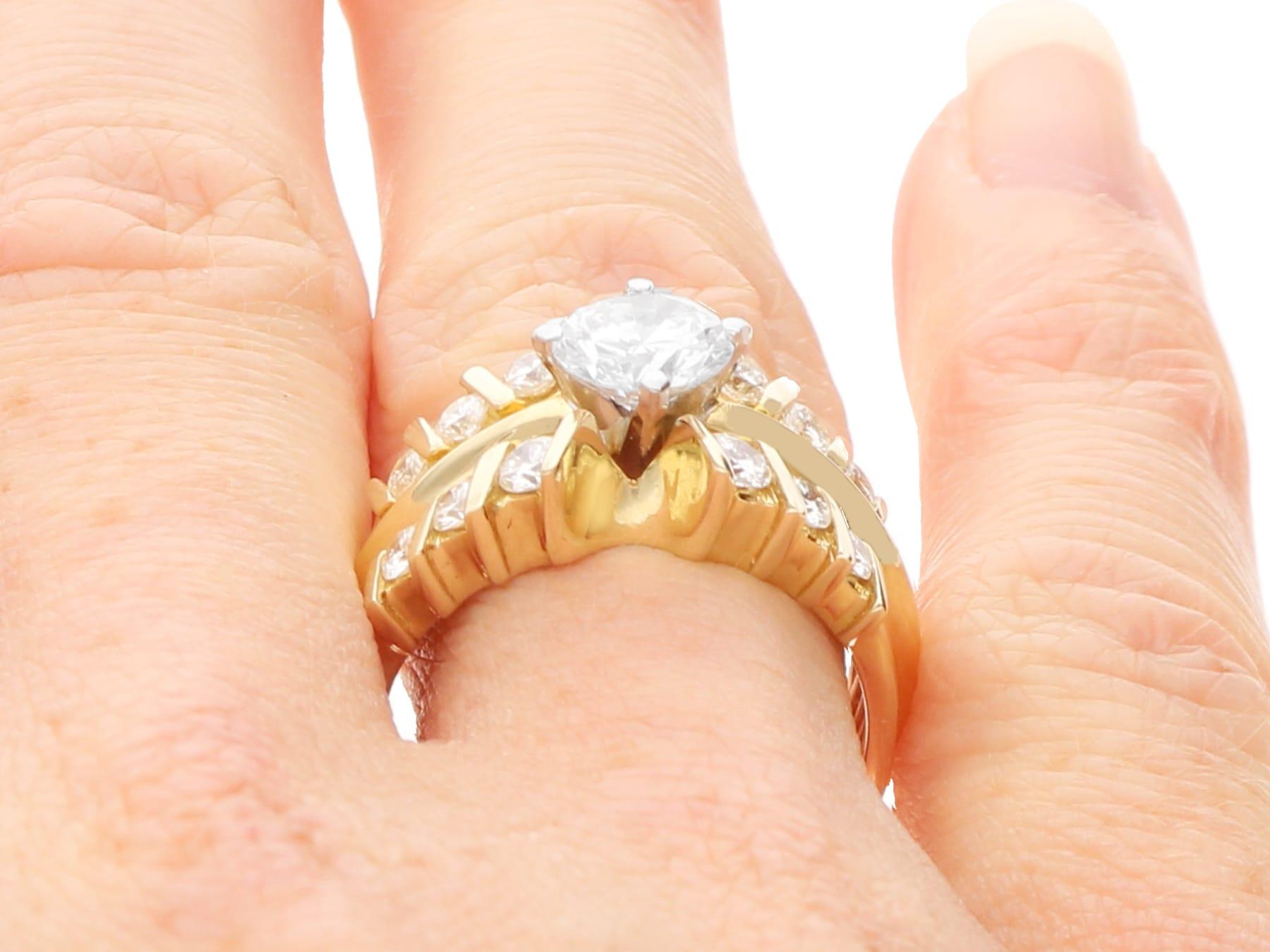 1,26 Karat Diamant und Gelbgold Hochzeits- und Verlobungsring-Set im Angebot 10