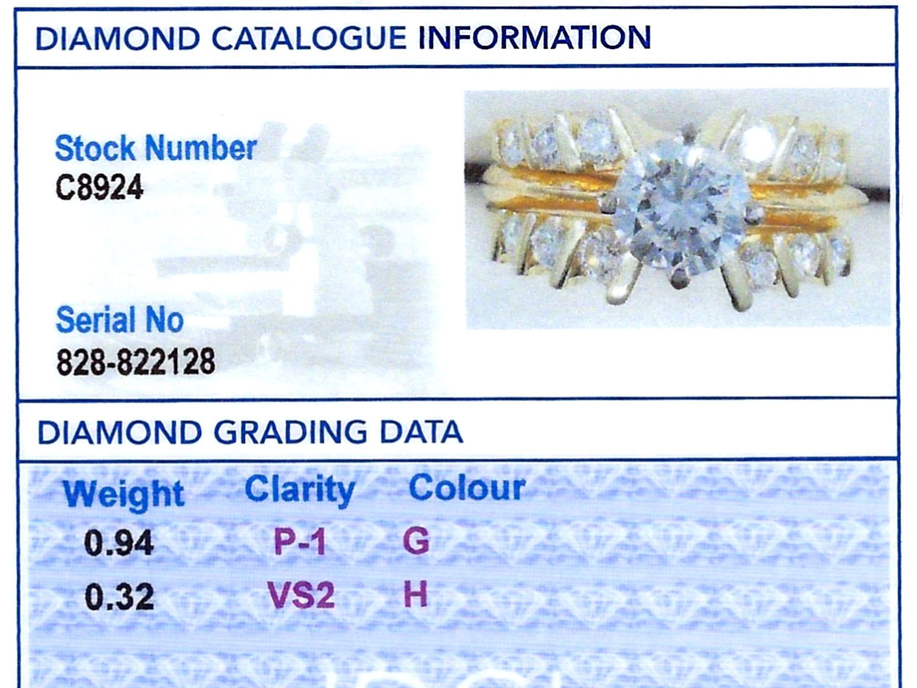 1,26 Karat Diamant und Gelbgold Hochzeits- und Verlobungsring-Set im Angebot 11