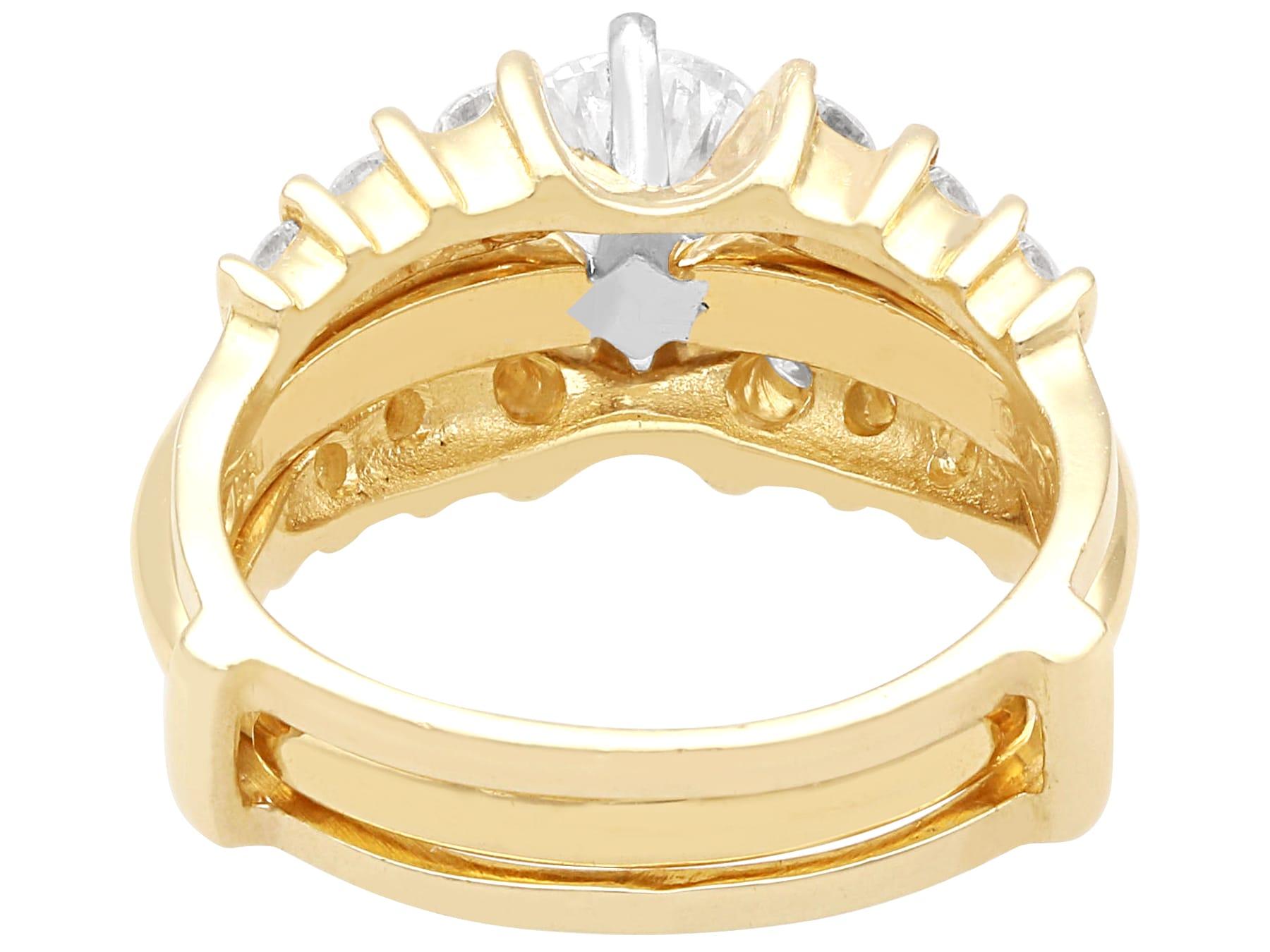 1,26 Karat Diamant und Gelbgold Hochzeits- und Verlobungsring-Set (Zeitgenössisch) im Angebot