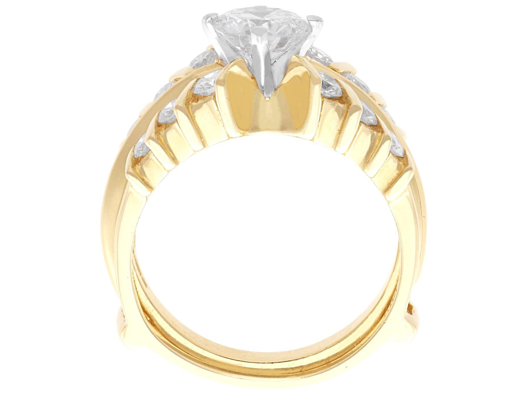 1,26 Karat Diamant und Gelbgold Hochzeits- und Verlobungsring-Set für Damen oder Herren im Angebot
