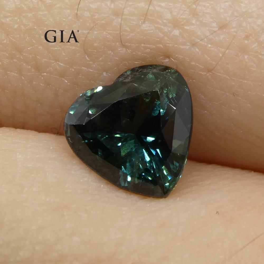 1.26Carat Heart Teal Blue Sapphire GIA Certified Australia Unheated For Sale 7