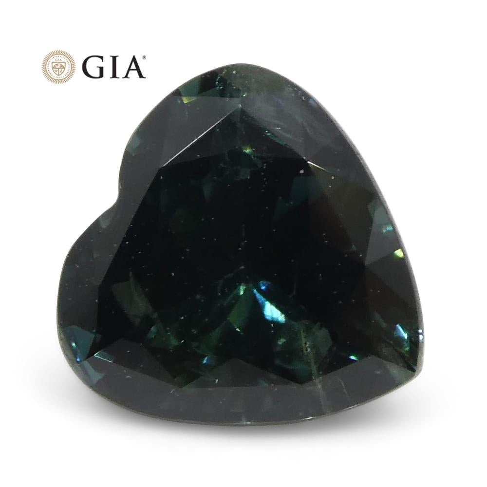 Heart Cut 1.26Carat Heart Teal Blue Sapphire GIA Certified Australia Unheated For Sale