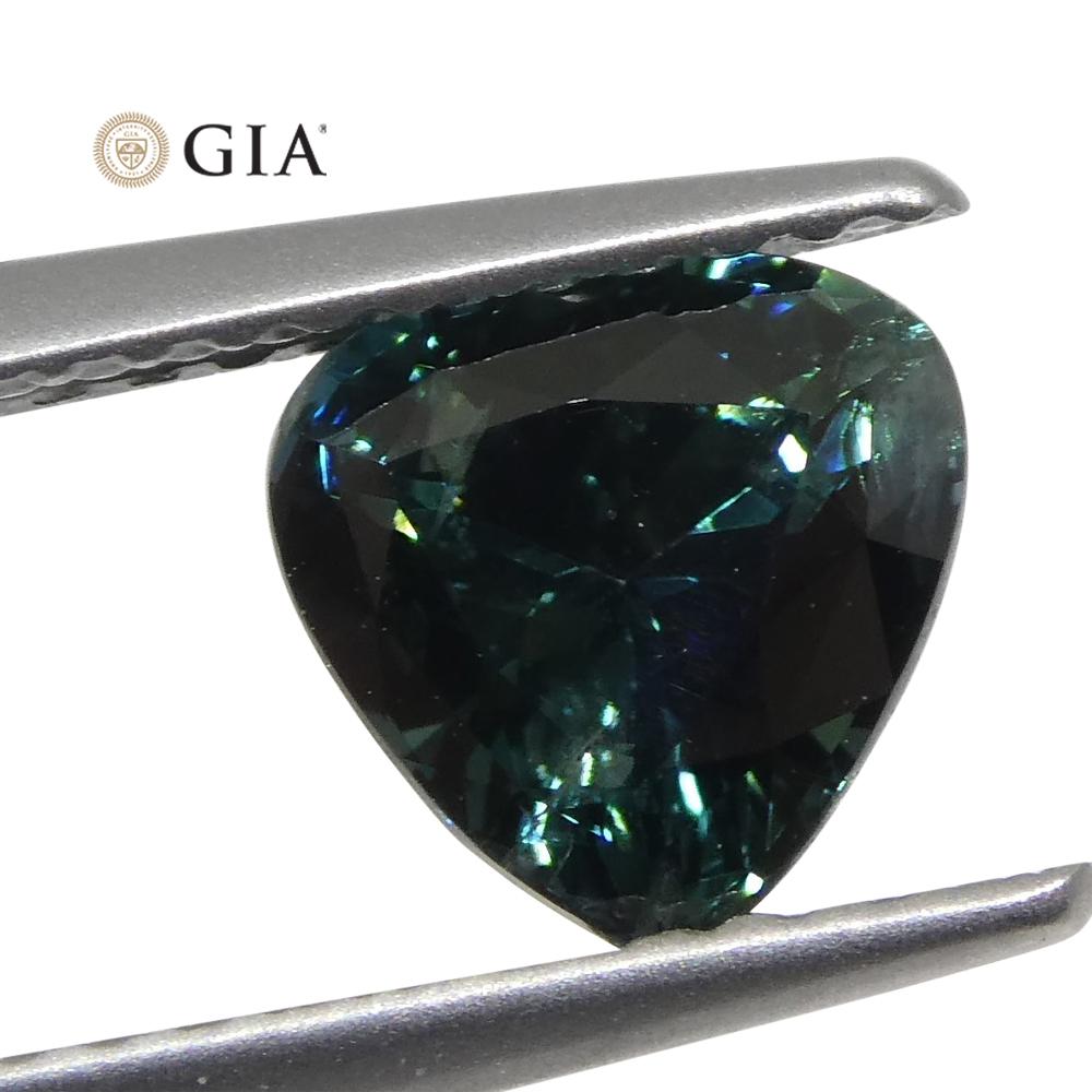1.26ct Heart Teal Blue Sapphire GIA Certified Australia Unheated In New Condition For Sale In Toronto, Ontario
