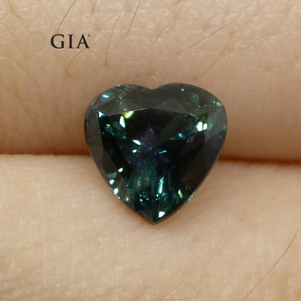 Women's or Men's 1.26Carat Heart Teal Blue Sapphire GIA Certified Australia Unheated For Sale