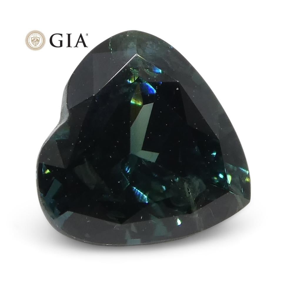 Women's or Men's 1.26ct Heart Teal Blue Sapphire GIA Certified Australia Unheated For Sale