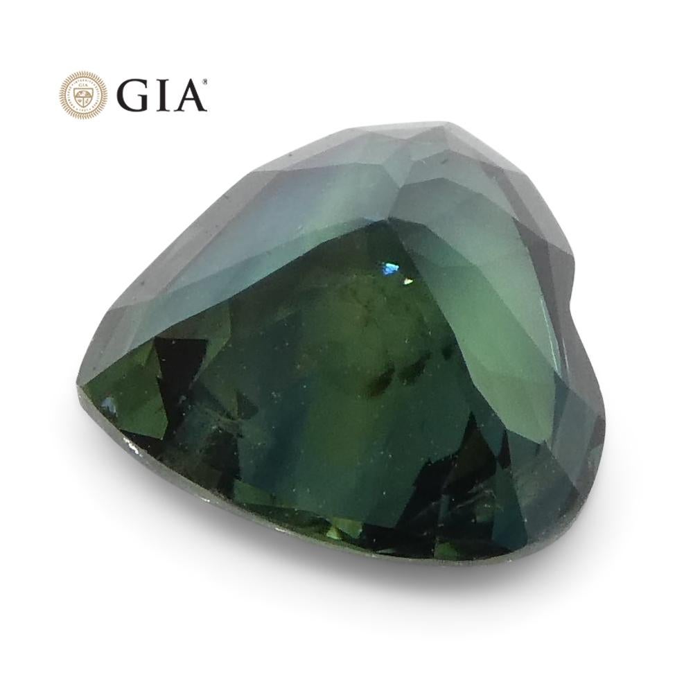 1.26ct Heart Teal Blue Sapphire GIA Certified Australia Unheated For Sale 1