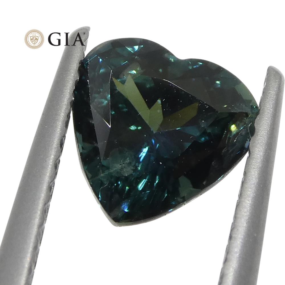 1.26ct Heart Teal Blue Sapphire GIA Certified Australia Unheated For Sale 2