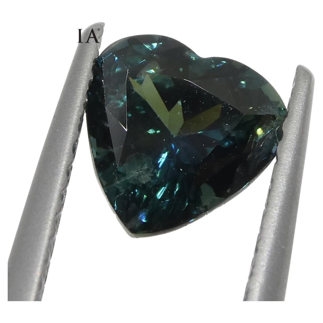 1.26Carat Heart Teal Blue Sapphire GIA Certified Australia Unheated For Sale