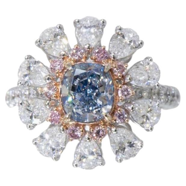  1.26CT INTENSE BLUE NATURAL GIA CERTIFIED DIAMOND Ring