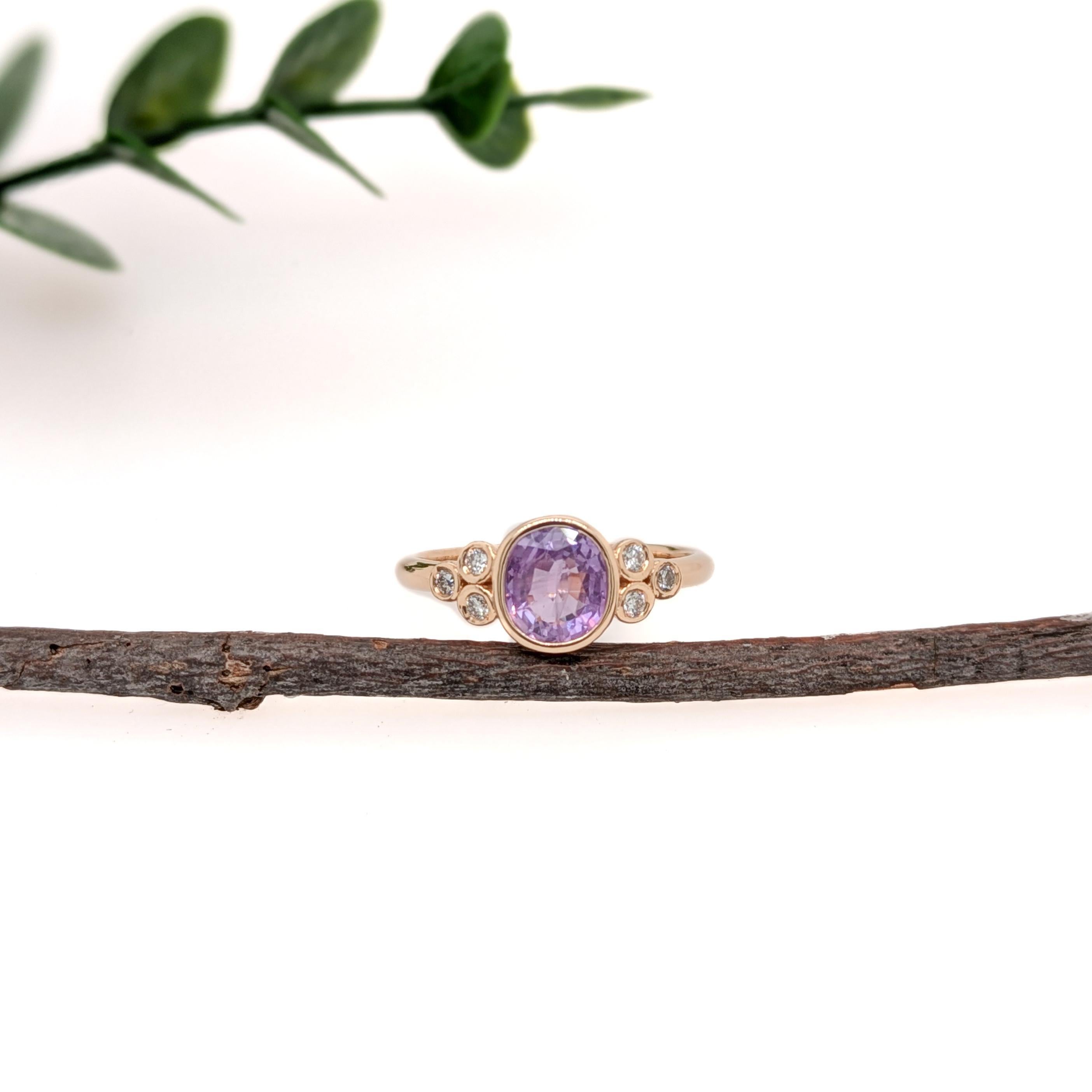 Contemporary 1.26cts Purple Sapphire Diamond Ring in 14K Yellow Gold  Oval 7X6mm For Sale