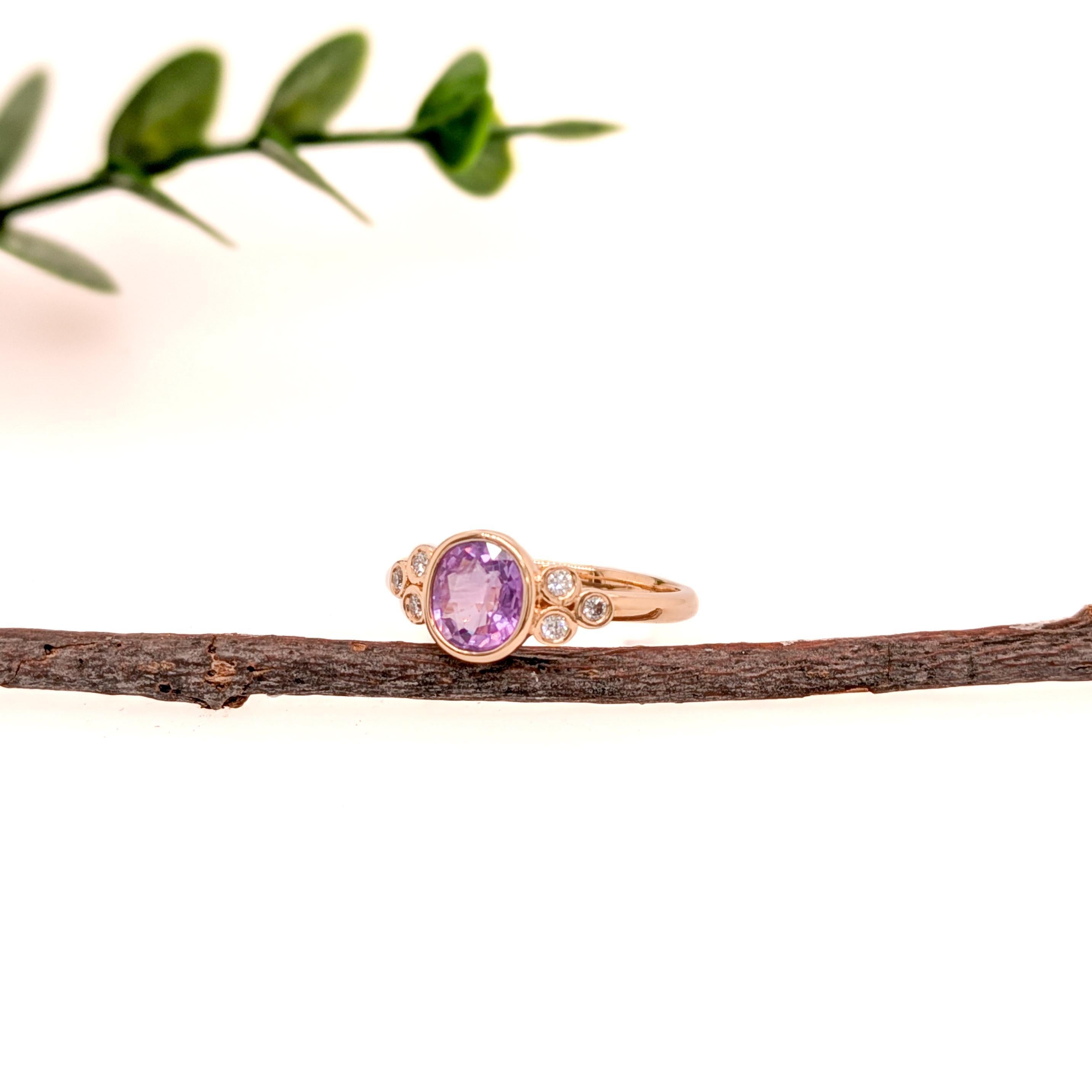 Oval Cut 1.26cts Purple Sapphire Diamond Ring in 14K Yellow Gold  Oval 7X6mm For Sale
