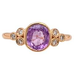 1.26cts Purple Sapphire Diamond Ring in 14K Yellow Gold  Oval 7X6mm