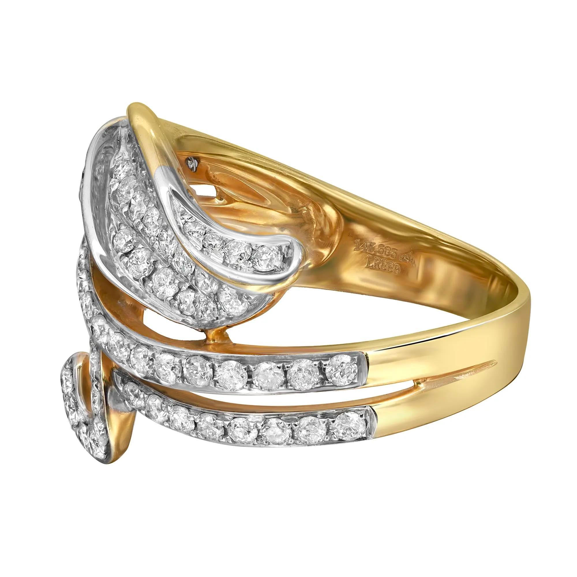 Modern 1.26cttw Prong Set Round Diamond Ladies Cocktail Ring 14k Yellow Gold For Sale