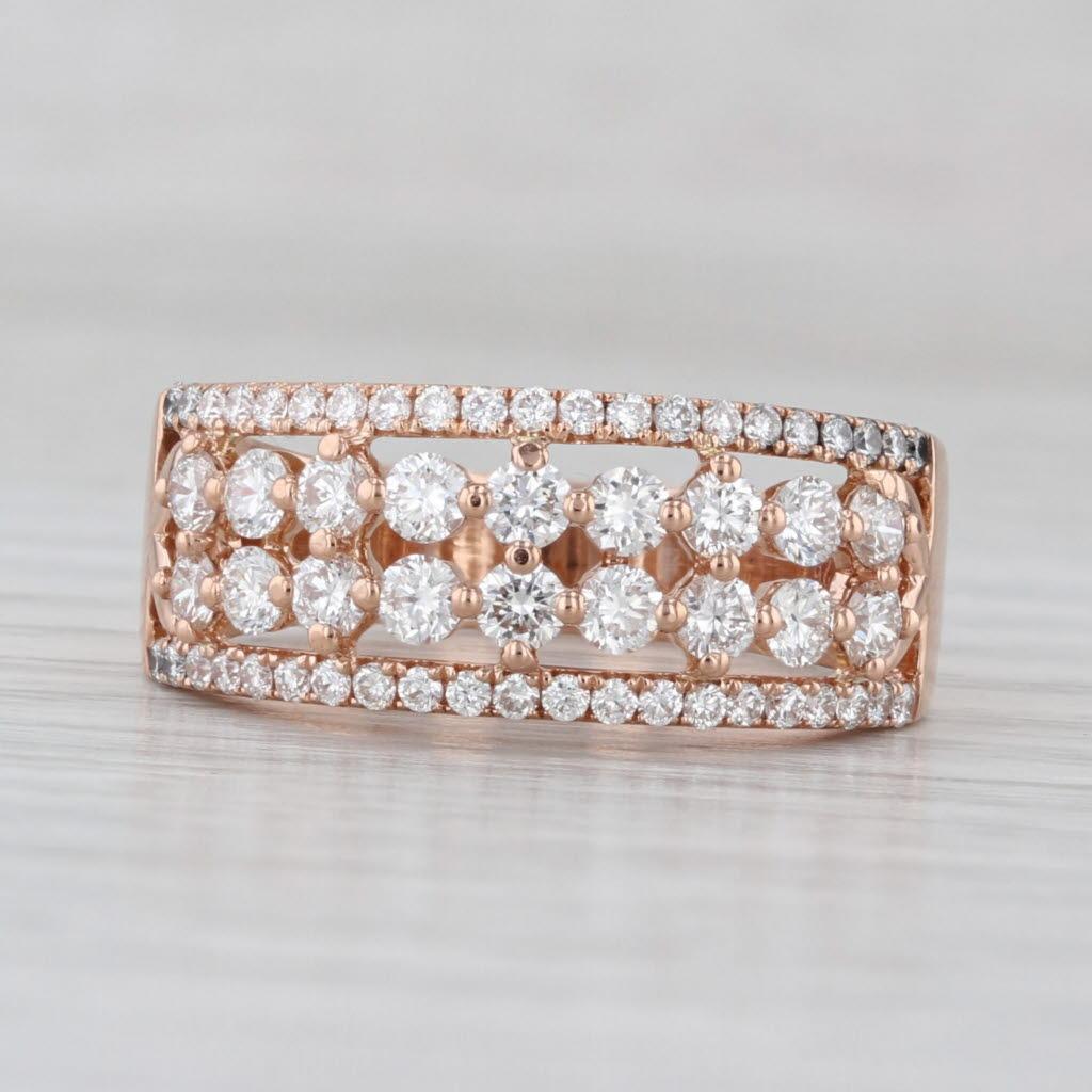 Anello con diamante da 1,26 carati in oro rosa 18 carati, misura 8,5, fascia per anniversario In condizioni buone in vendita a McLeansville, NC