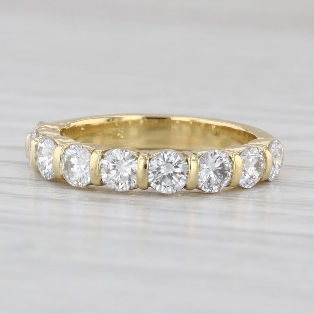 1.26ctw Diamond Wedding Anniversary Band 18k Yellow Gold Sz 5.25 Stackable Ring For Sale