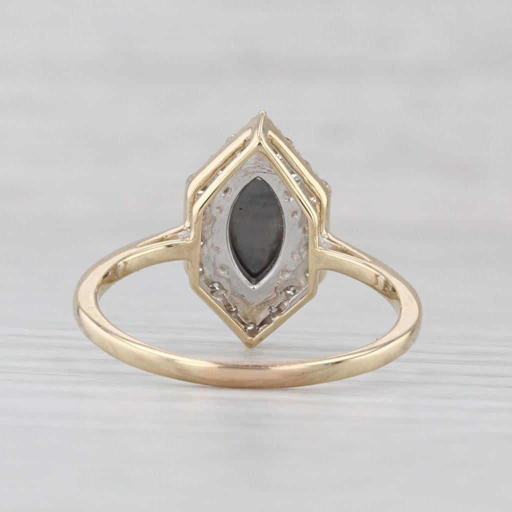 Marquise Cut 1.26ctw Galaxy Diamond Halo Ring 14k Yellow Gold Size 9.75 Engagement For Sale