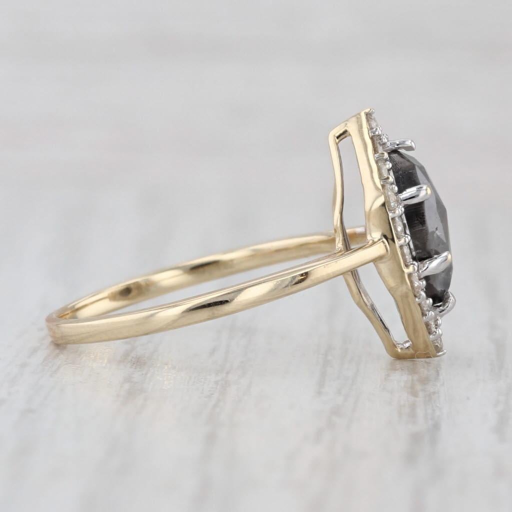 1.26ctw Galaxy Diamond Halo Ring 14k Yellow Gold Size 9.75 Engagement In Good Condition For Sale In McLeansville, NC