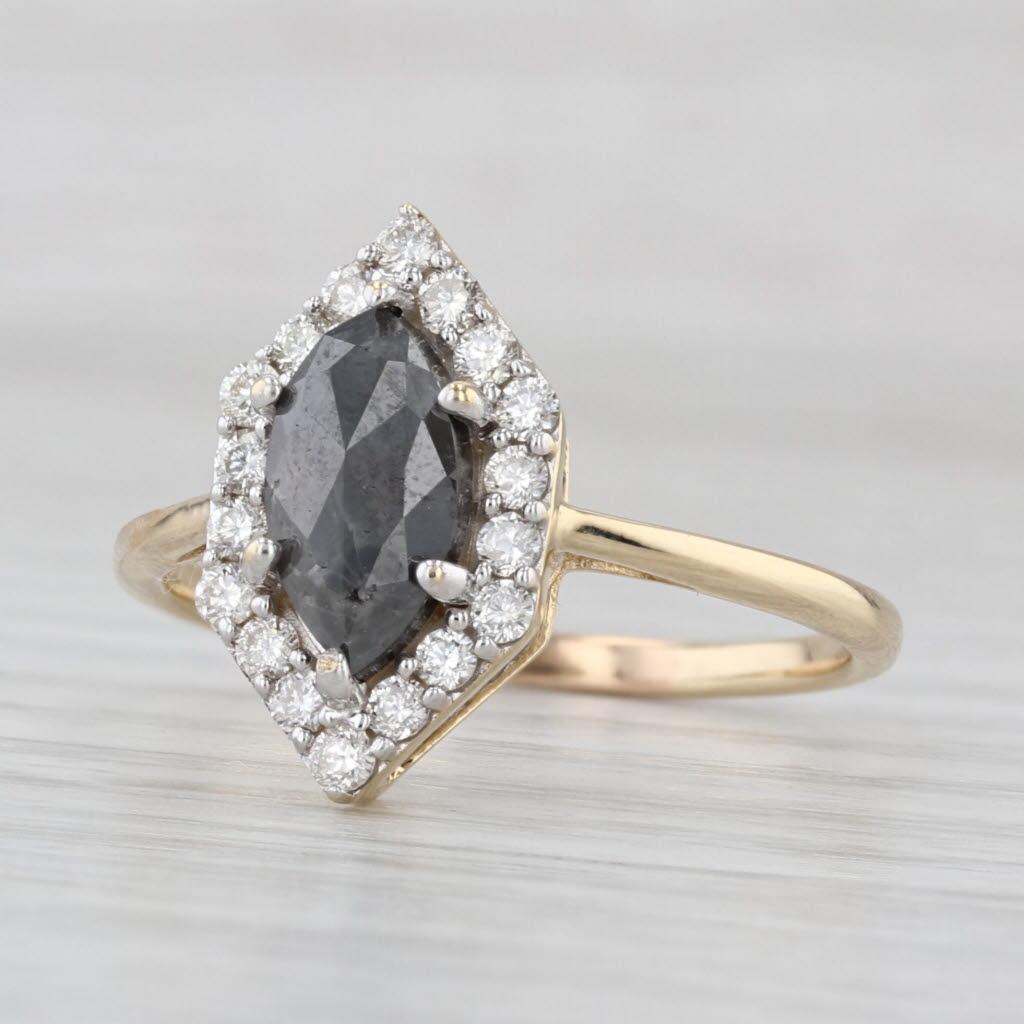 Women's or Men's 1.26ctw Galaxy Diamond Halo Ring 14k Yellow Gold Size 9.75 Engagement For Sale
